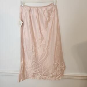 NWD Vtg Y2K Natori Lingerie Slip Skirt XS Womens Pink Embroidered Fairy Coquette
